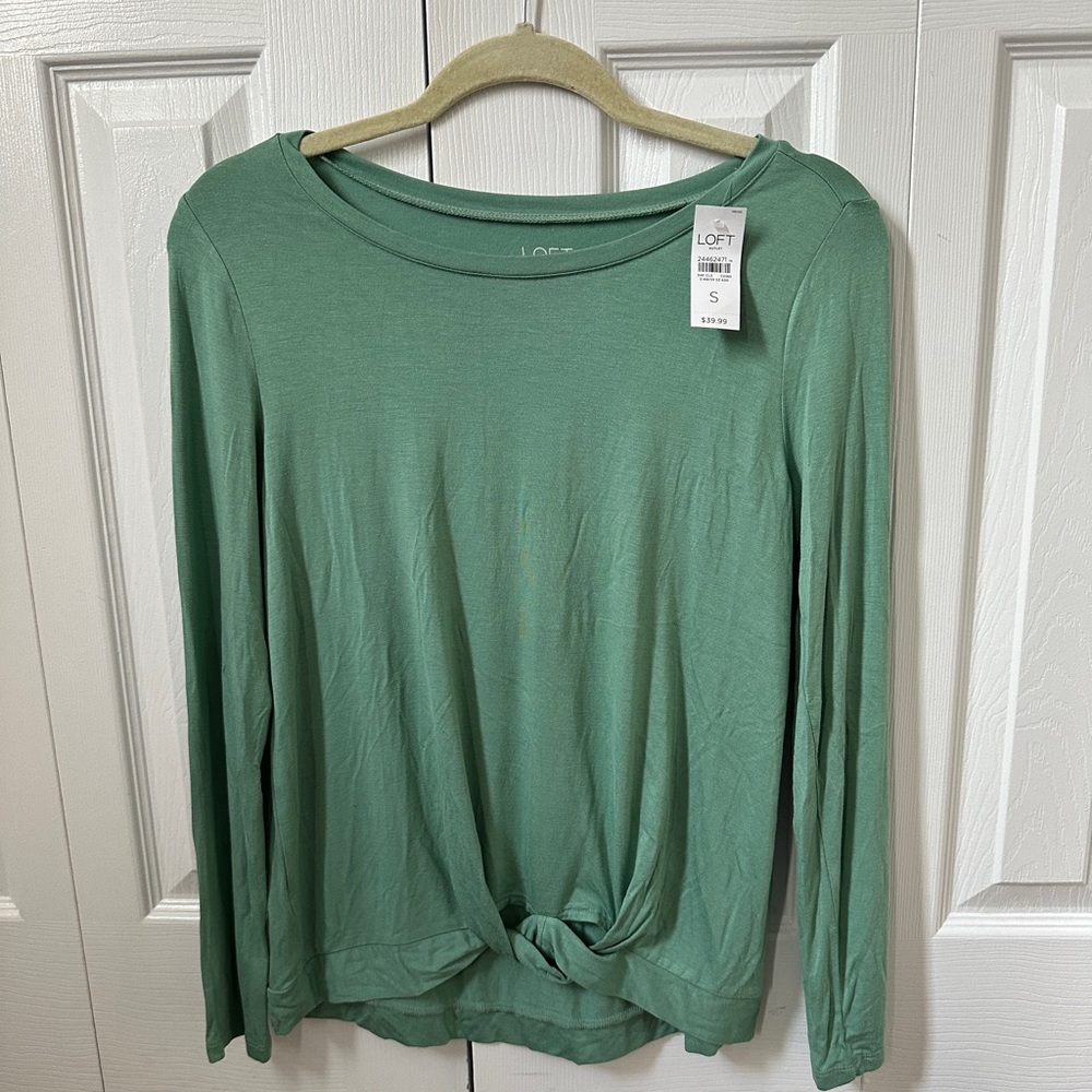 NWT Loft long sleeve with tie front top